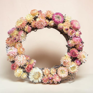 Dried Strawflower Grapevine Wreath