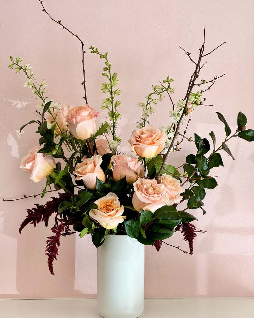 Meet me in the Garden -  Vased Rose Arrangement