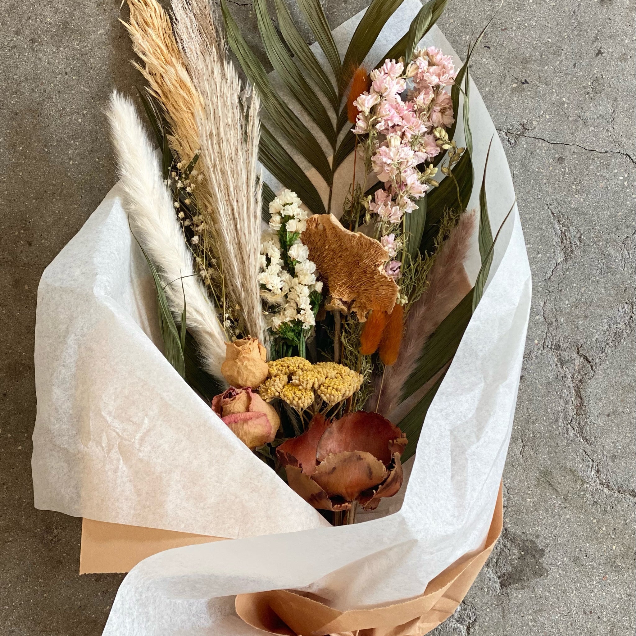 Dried Flower Bouquet - Earthy With Pampas Grass - Shipping Available